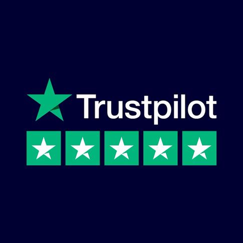 TrustPilot Logo with Green Stars and Blue Background
