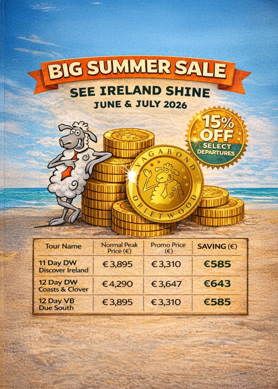 Our sheep woolly on a beach enjoying sitting on his coins for a sale graphic