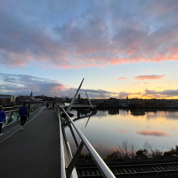 The peace bridge in the sunset 