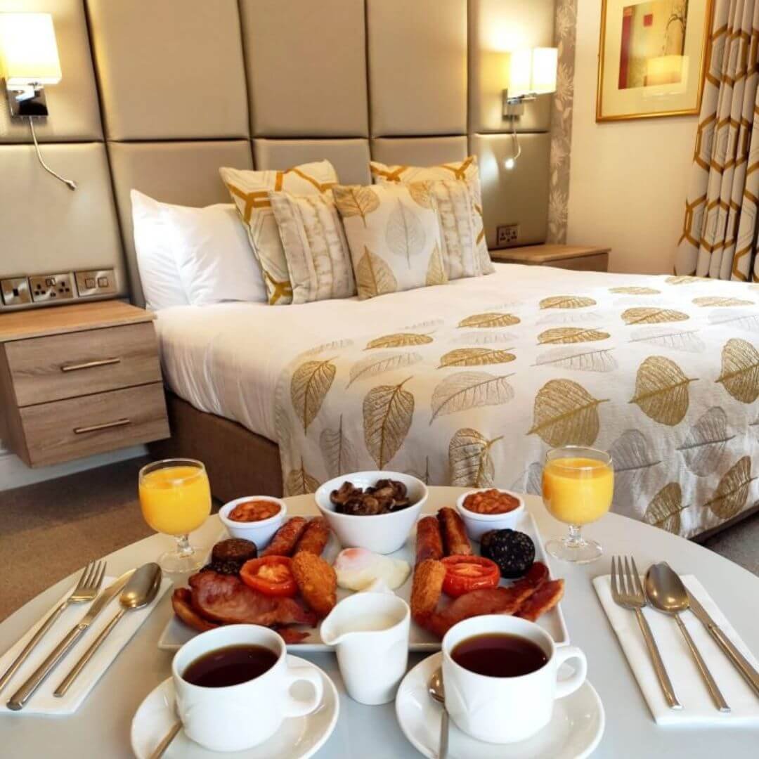 The interior of a double room in the mill park hotel with breakfast in view