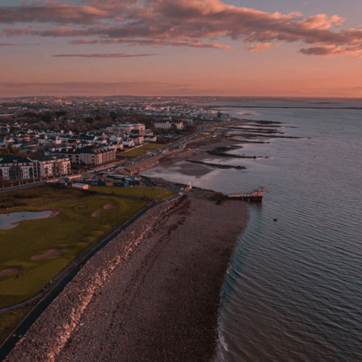 An aerial view of salthill coast
