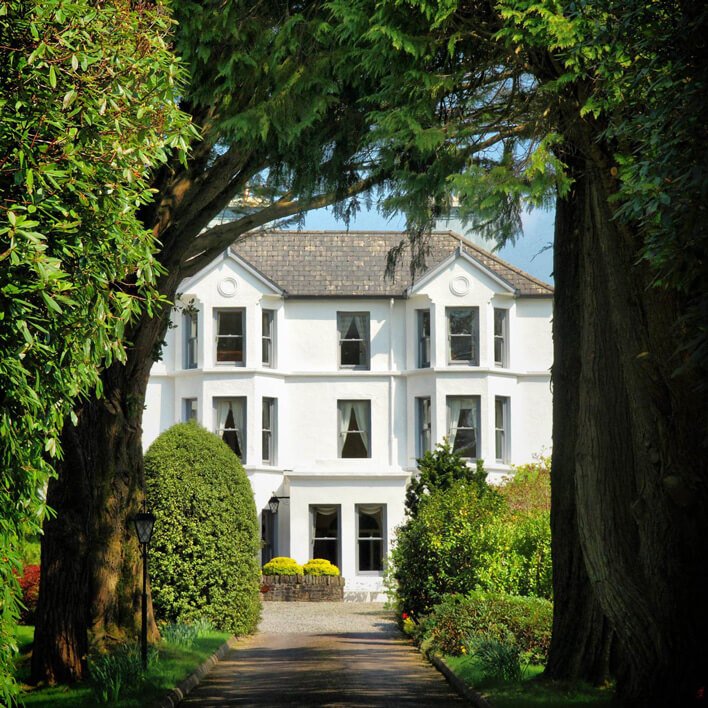 Exterior view of Seaview House and gardens in Cork, Ireland