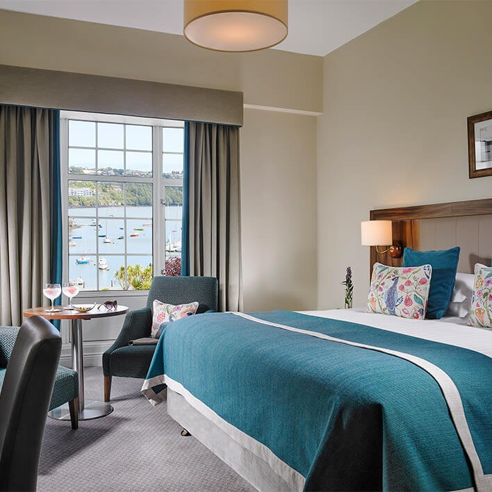 Interior design of a harbour view main bedroom