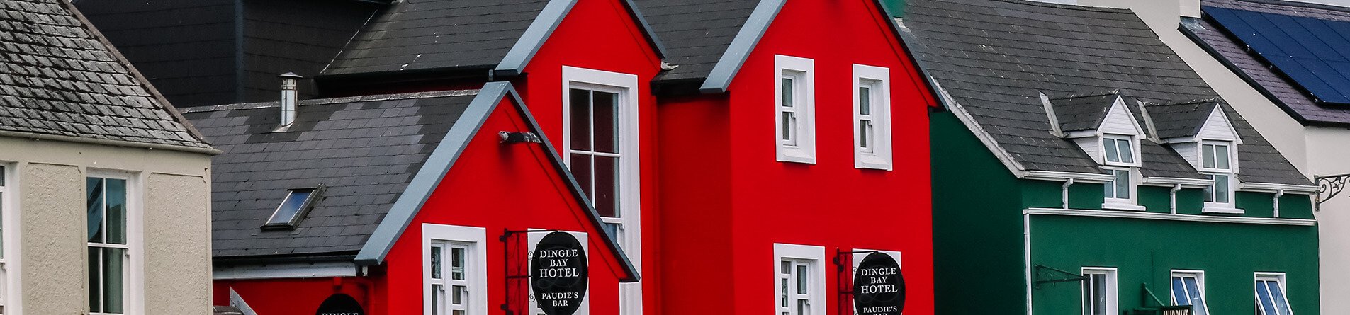 Dingle Bay Hotel exterior with red paint