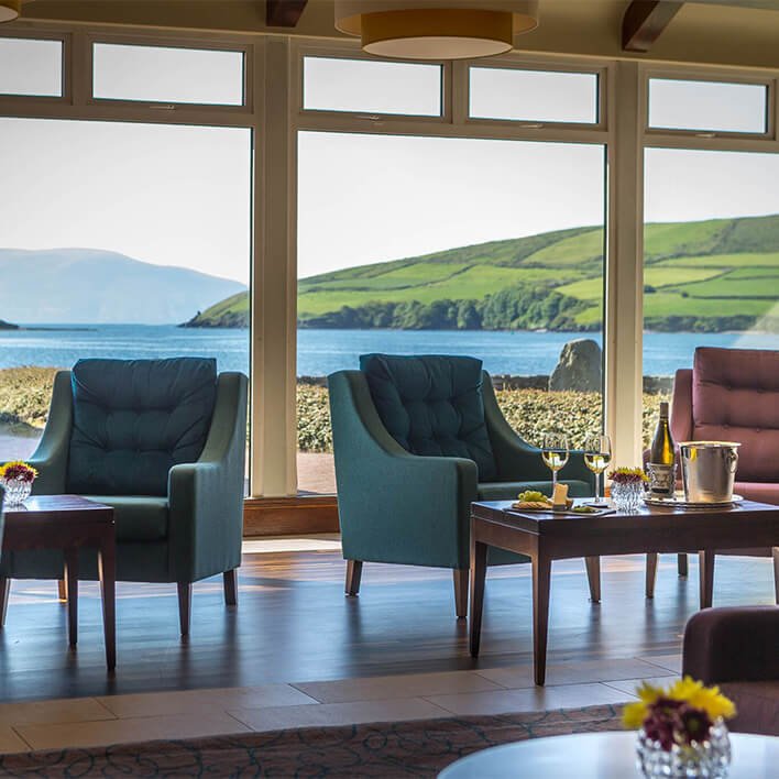 The view from the restaurant overlooking Dingle Bay 