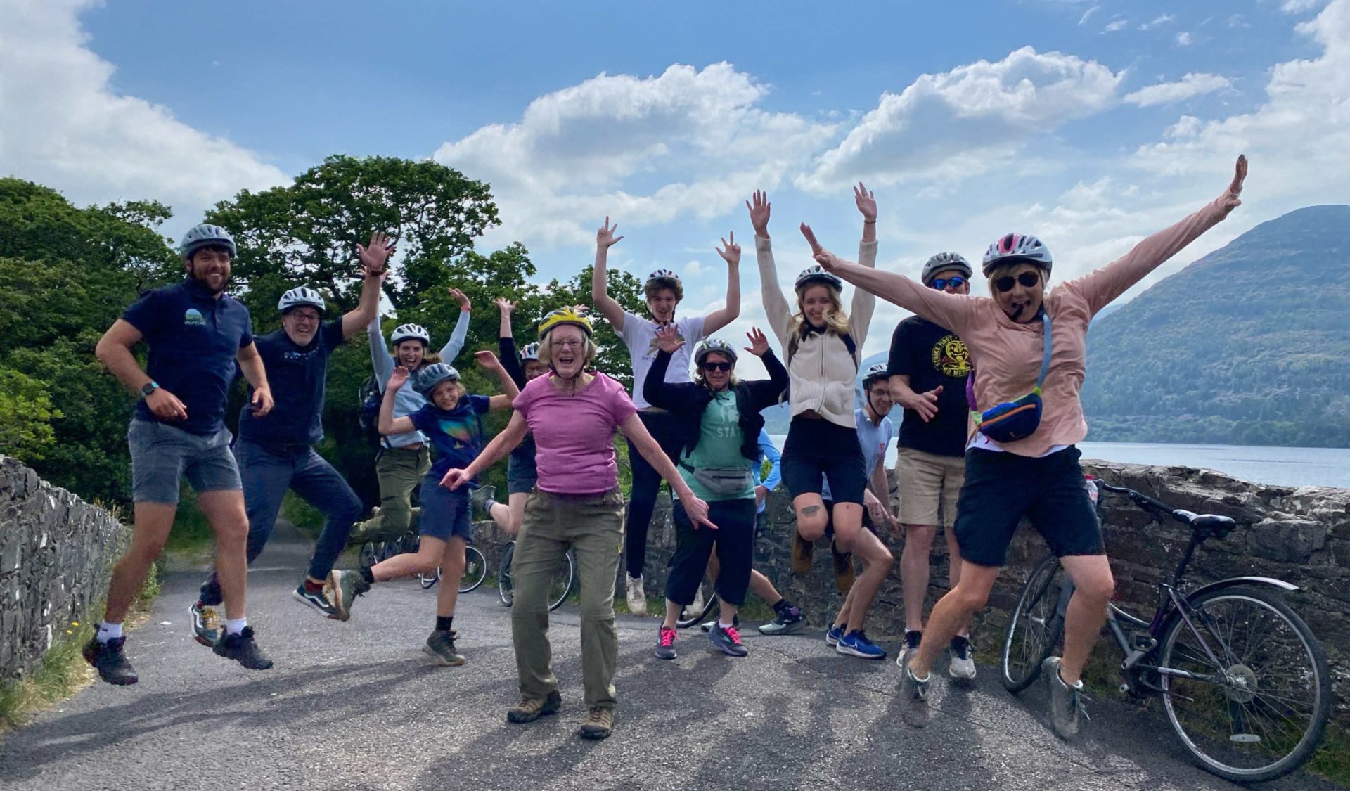 A group of guests on a cycling tour in killarney national park