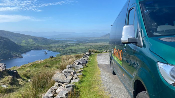 Scenic view beside vehicle on Wild Atlantic Way tour of Ireland