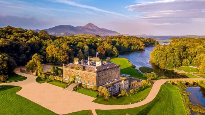 Scenic aerial view of Westport House in Ireland