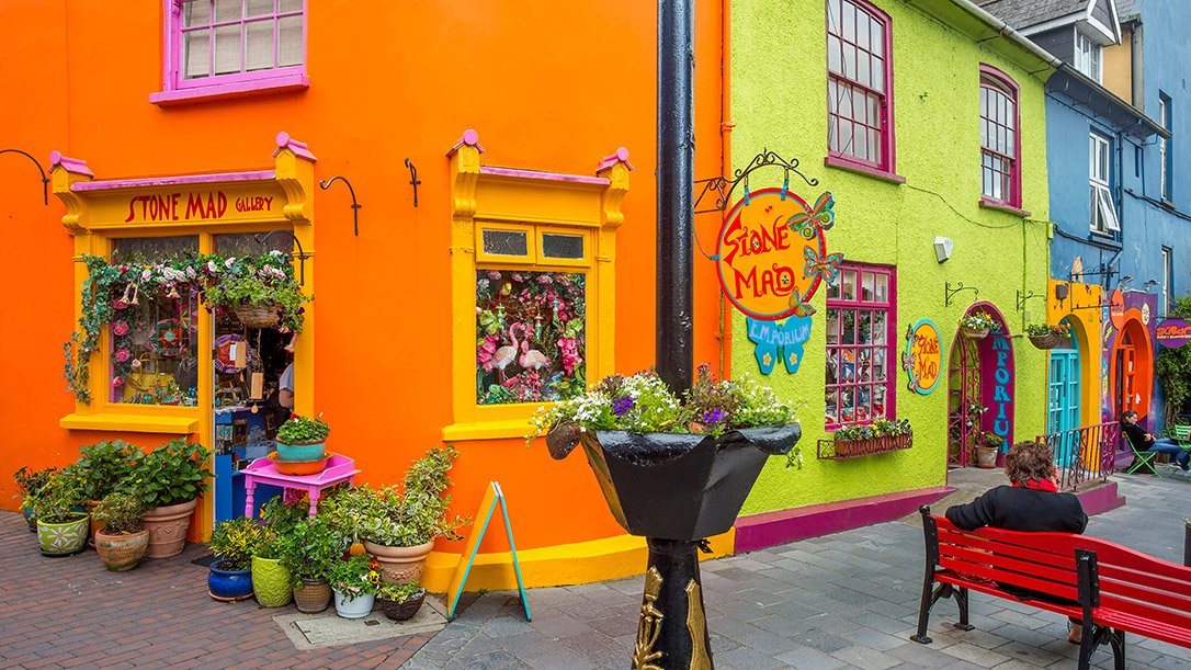 Colourful shops in Kinsale, Ireland