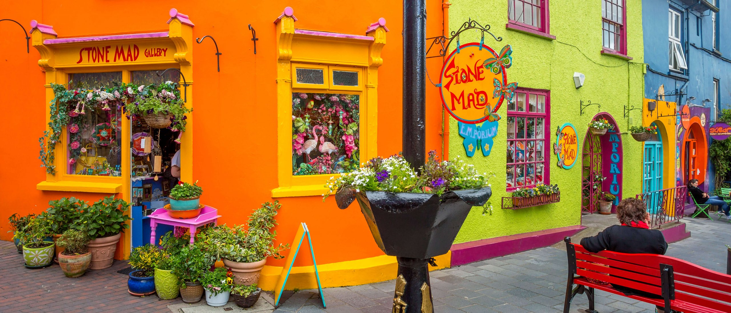 Colourful streetscape at Stone Mad Gallery in Kinsale