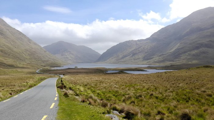 The beautiful and desolate valley of Doolough in Mayo as seen on a tour around Ireland