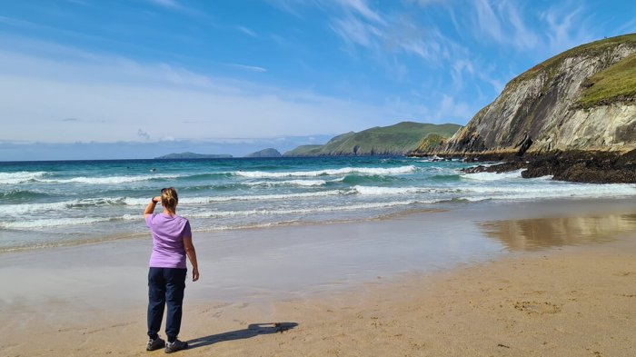 Soaking up the sunshine and enjying the views from Coumeenole Beach on Slea Head, Co. Kerry
