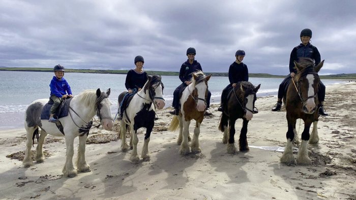Five horses and five riders in Ireland
