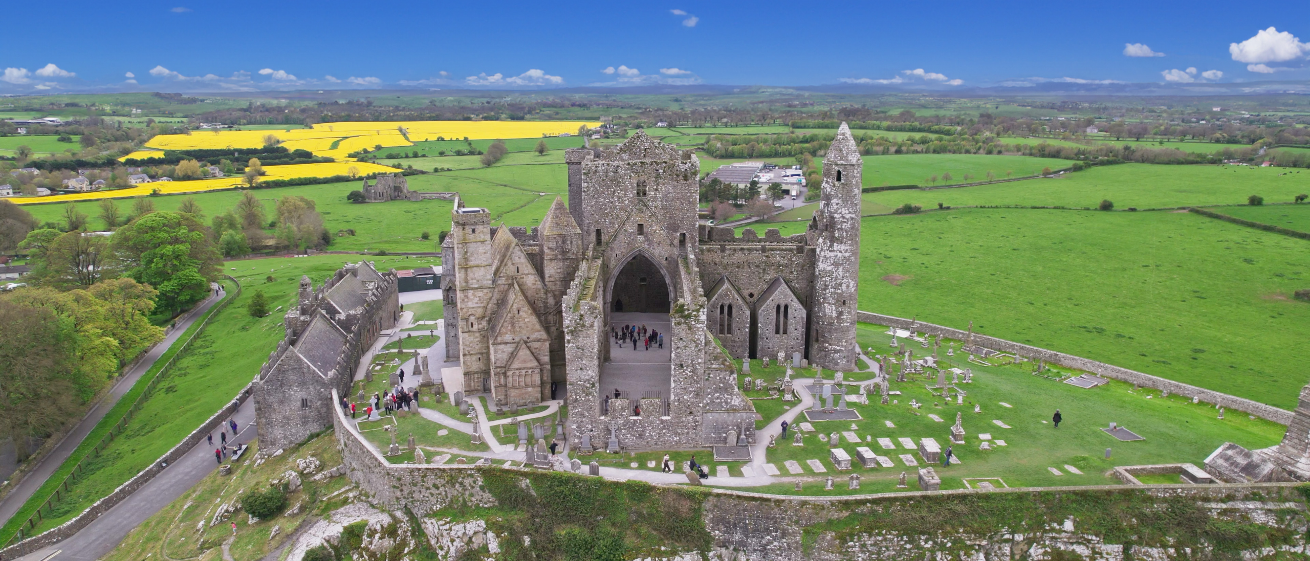 The rock of cashel from an aerial view