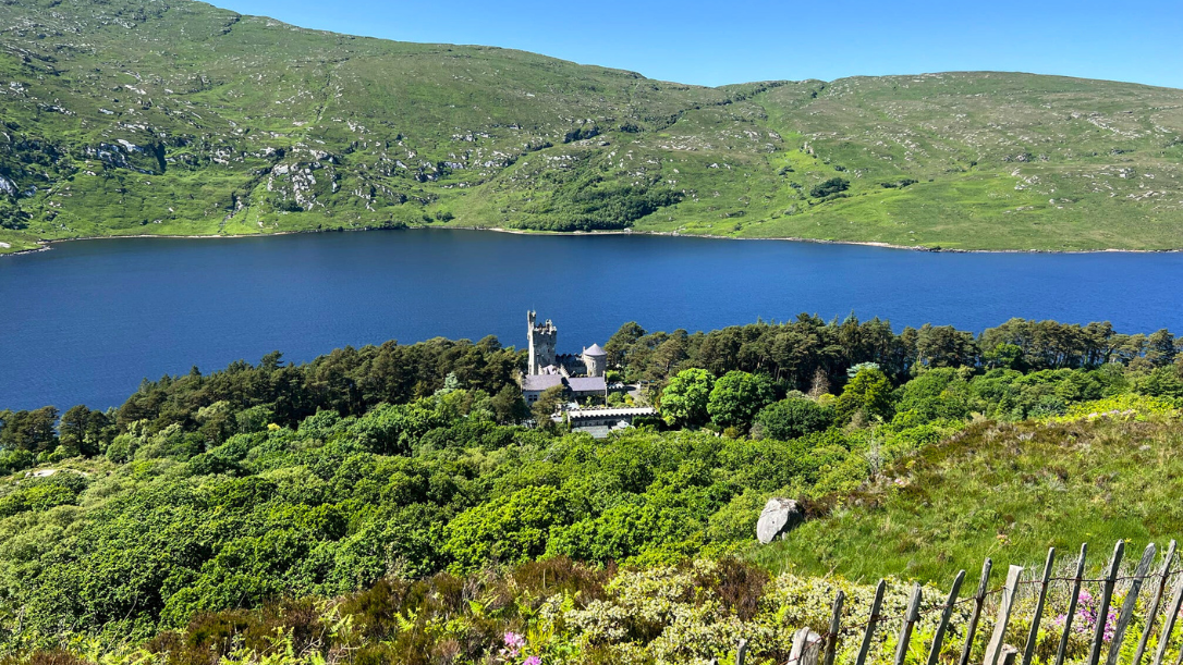 An aerial shot of Glenveagh National Park 