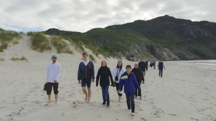 Group on beach in Ireland
