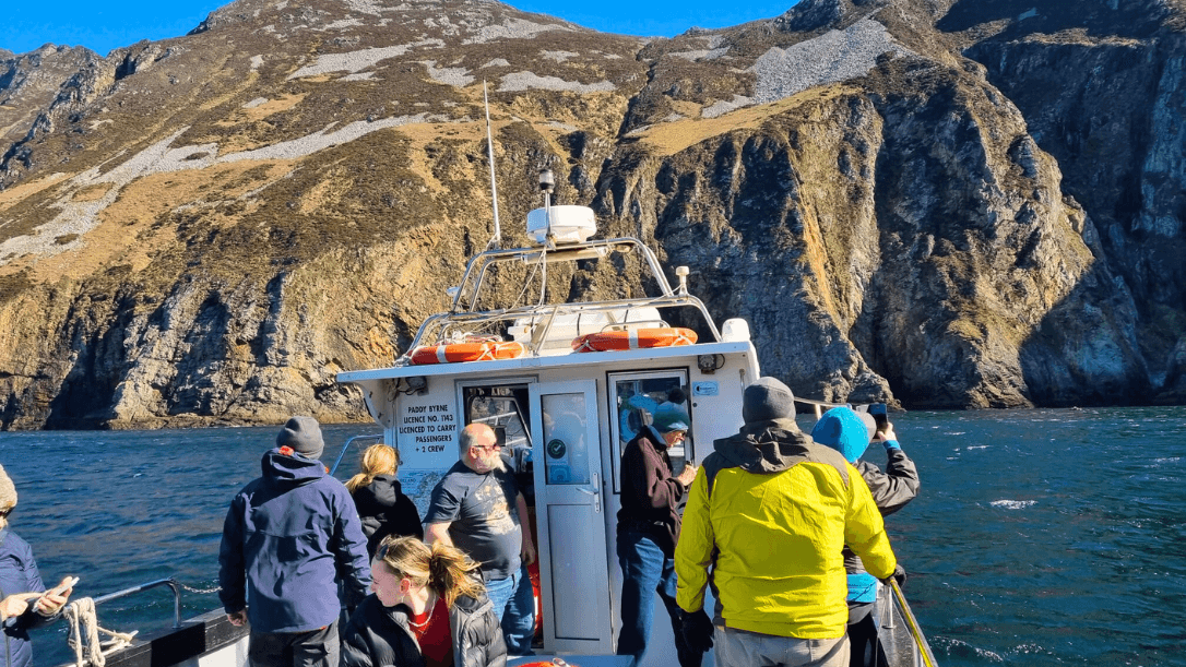 A group of guests on the slieve league boat trip