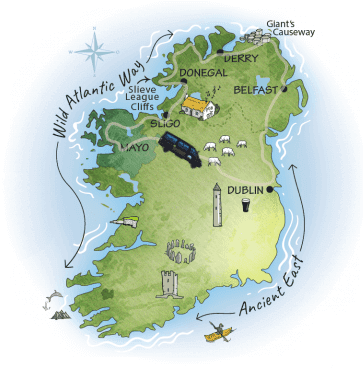 7 Day Vagabond Mag North Route Map of Ireland