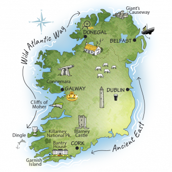 11 Day Tour of Ireland map route itinerary
