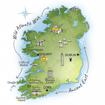 7 Day Tour of Ireland map route itinerary