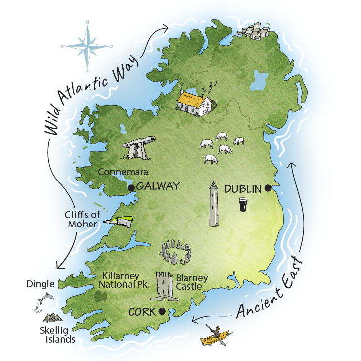 8 Day Ireland Tour Map Itinerary Route