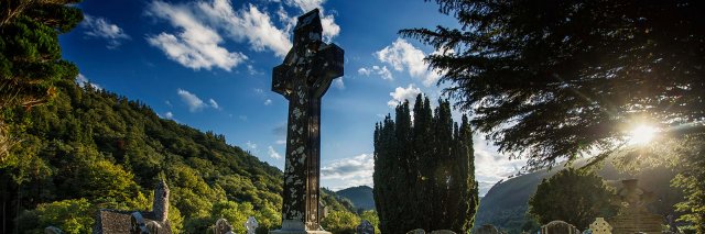 Celtic cross in Glendalough graveyard, Wicklow