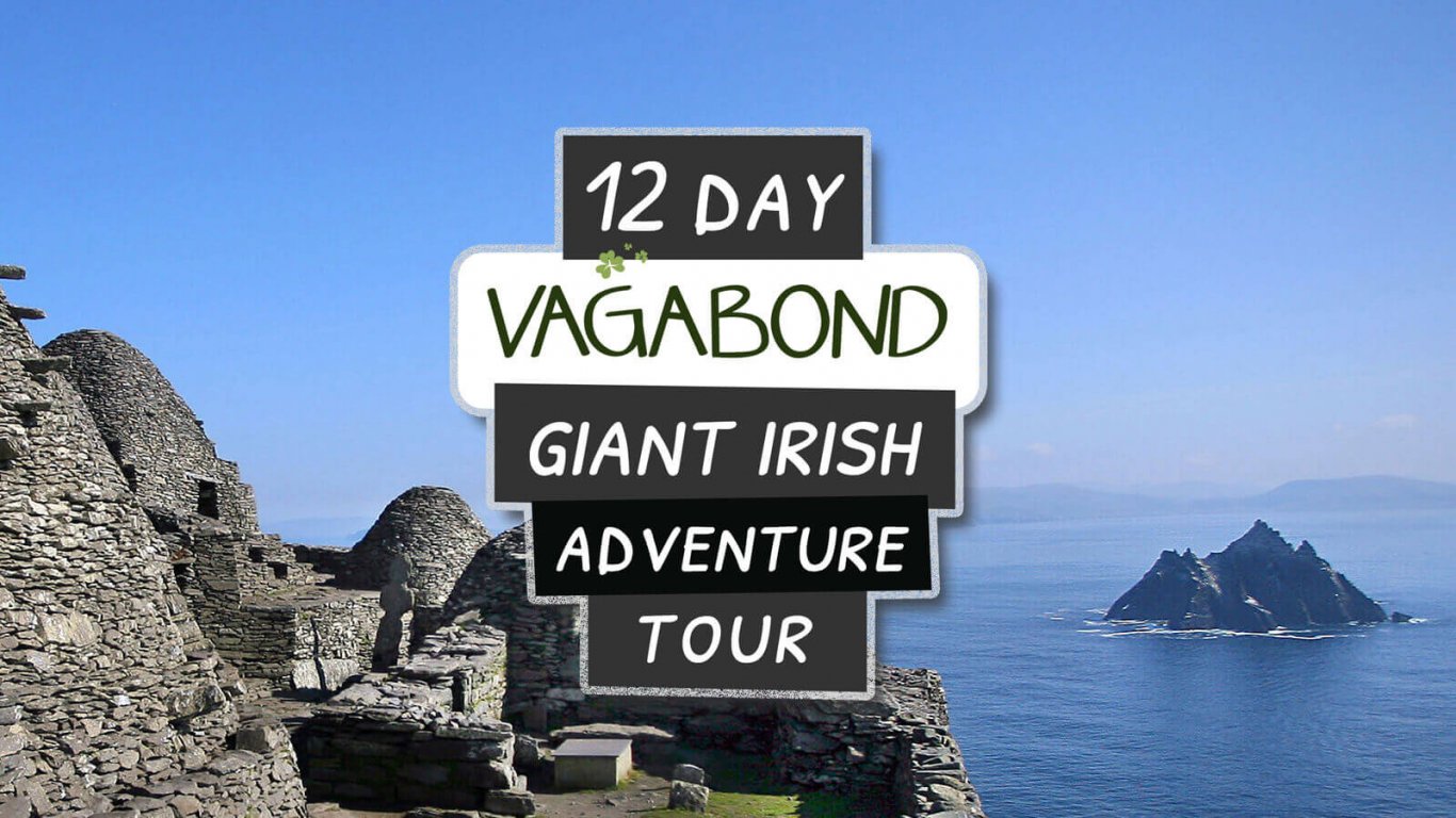 12 Day Giant Irish Adventure Tour card with view of Skellig Islands
