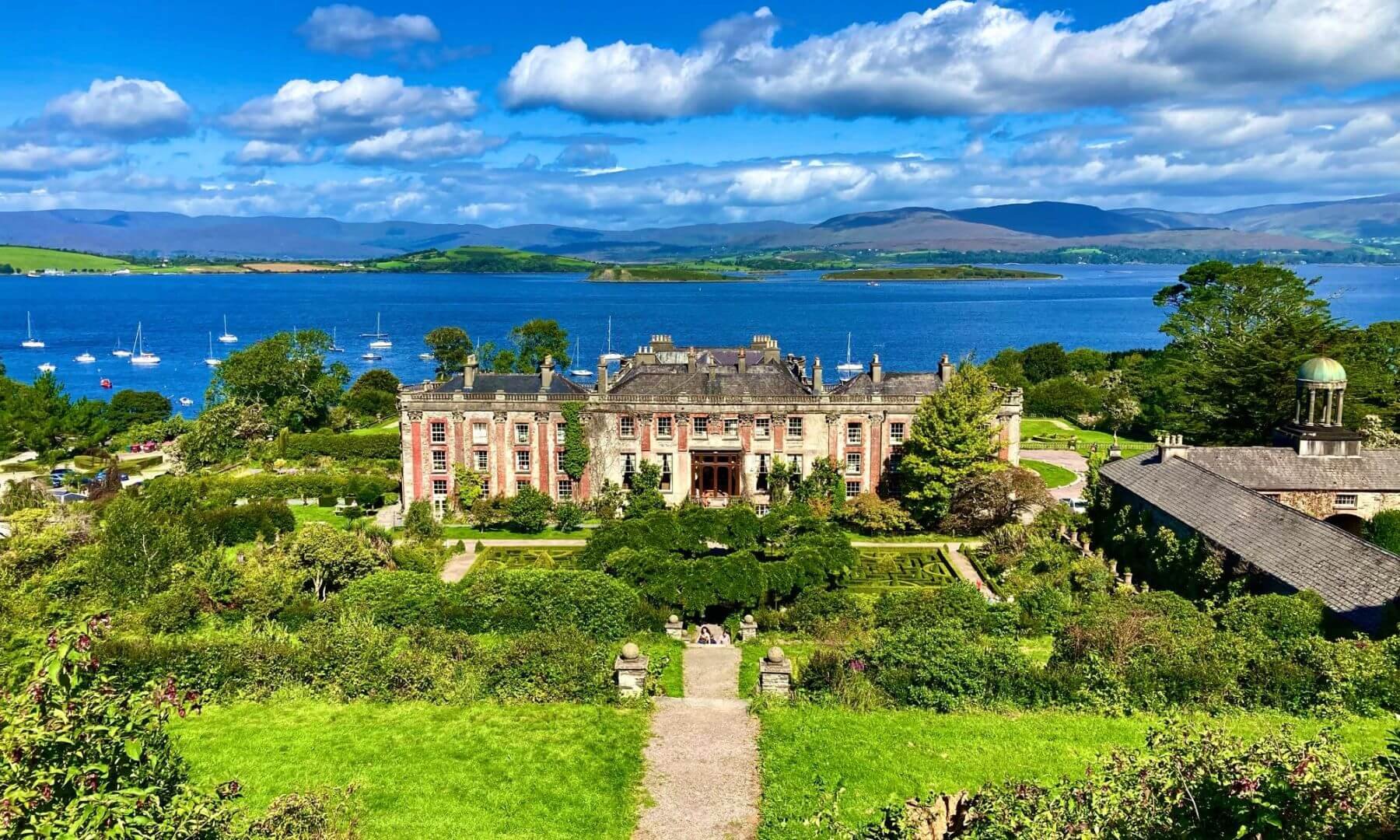 Bantry house from an aerial view in the sun