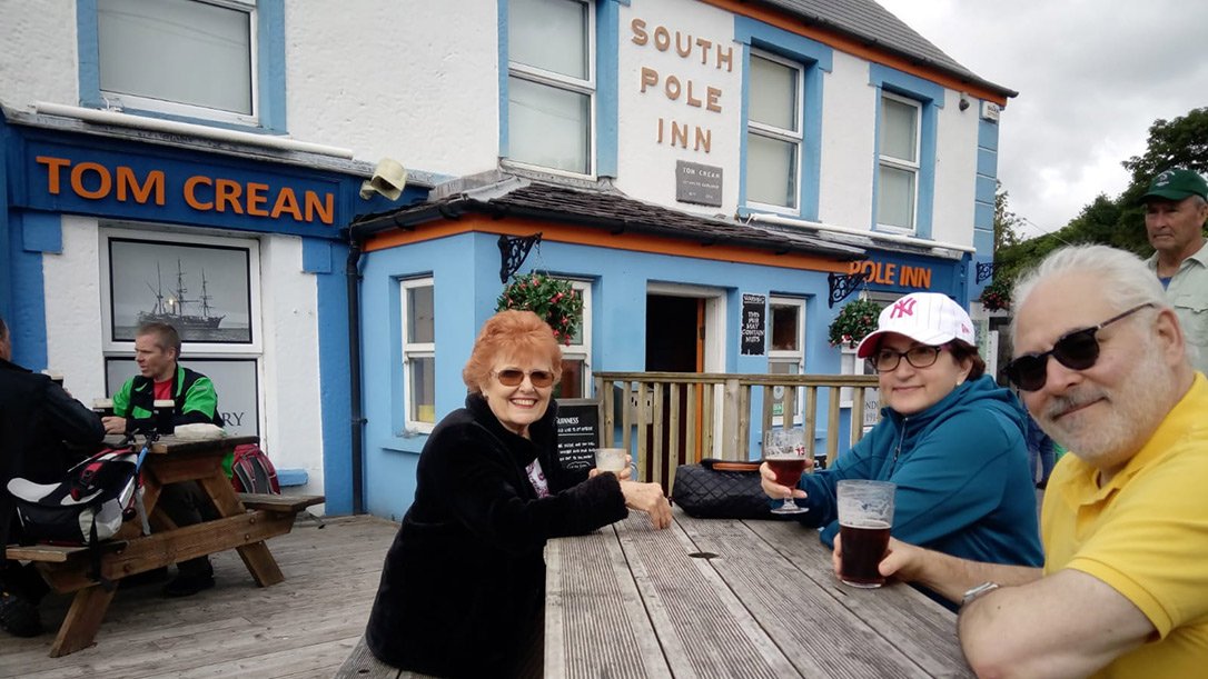 Pints outside the South Pole Inn