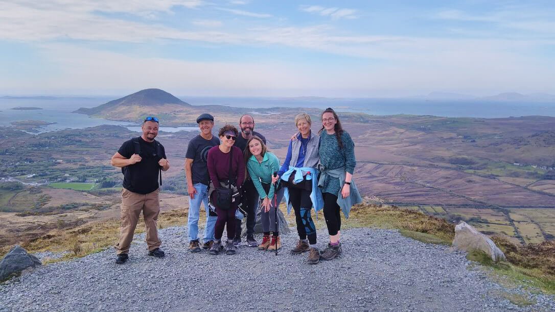 A group photo overlooking Connemara from Diamond hill