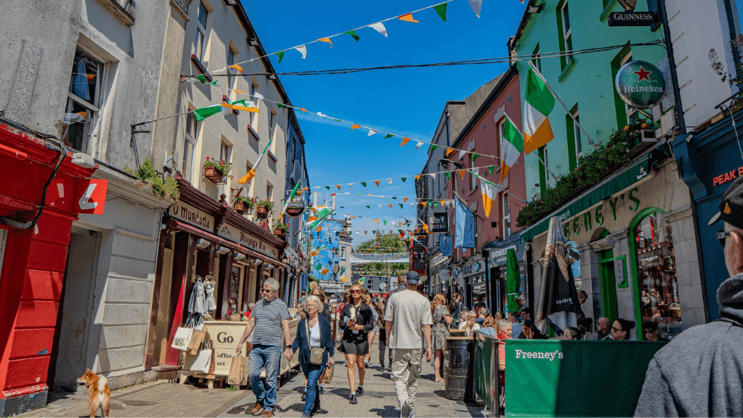 A look down shop street in the bustling galway city