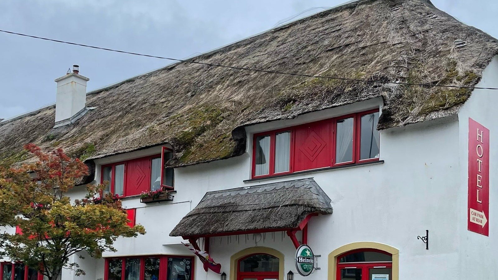 Crafted thatched roof of Merriman Inn Hotel in, Kinvara, Galway
