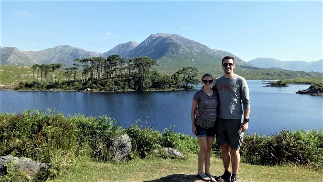 honeymoon couple at scenic view in Ireland
