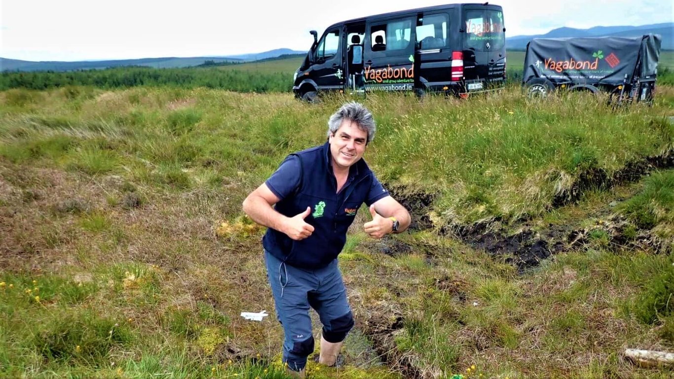 Tour Guide in an Irish bog 