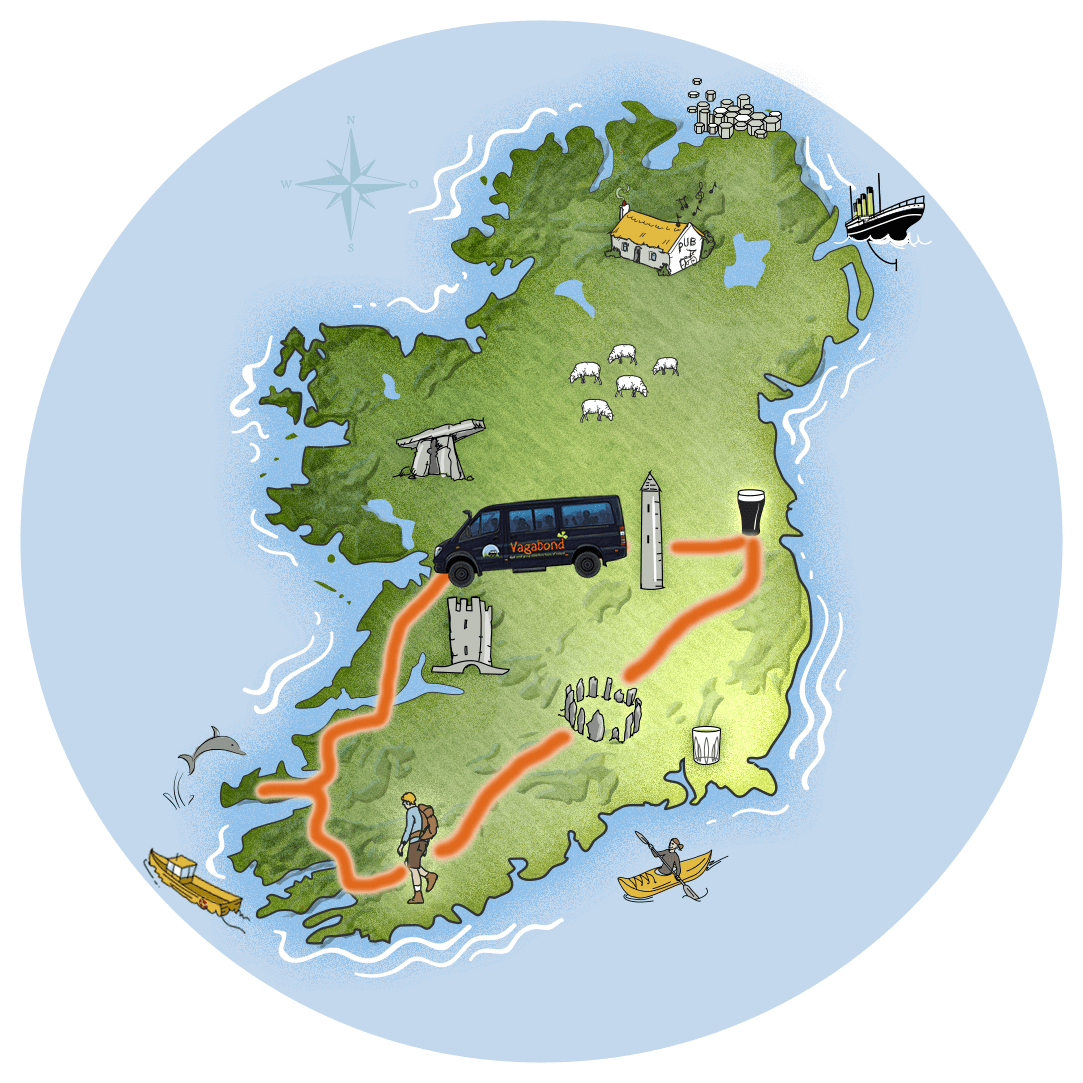 7 Day Vagabond World Tour of Ireland Route Map