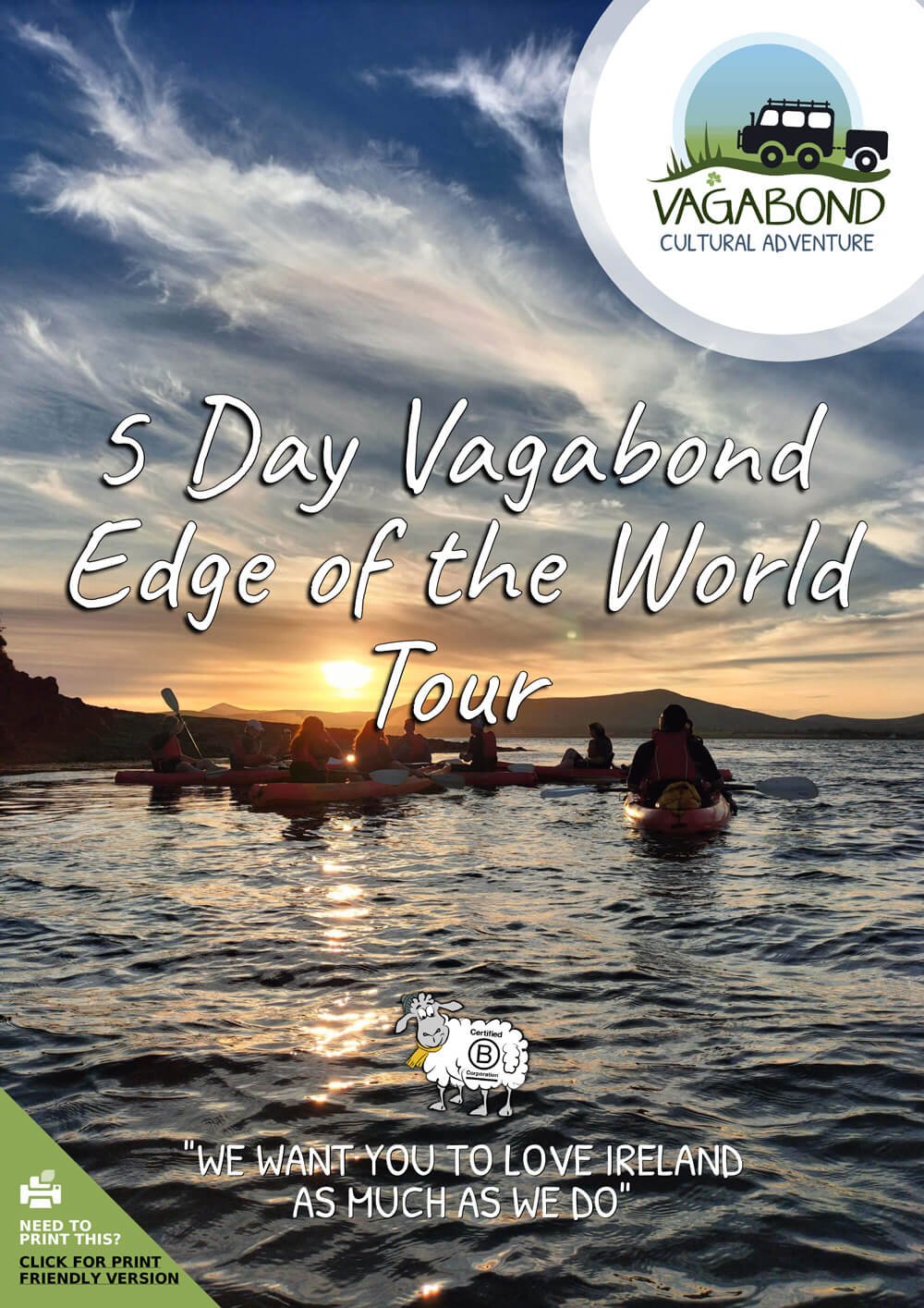 5 Day Vagabond Edge of the World itinerary cover showing kayakers