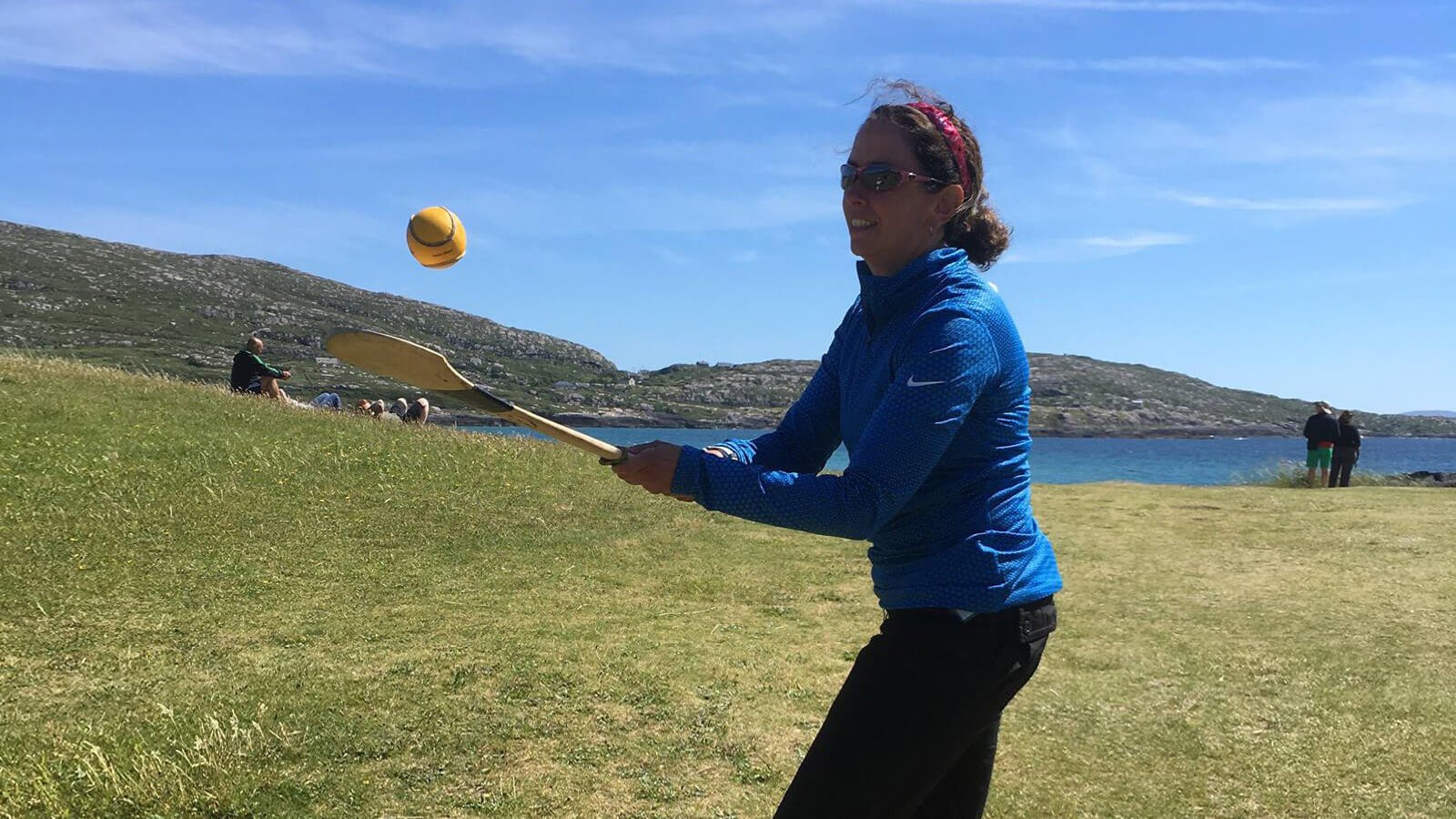 Vagabond Tours guest plays hurling in Ireland