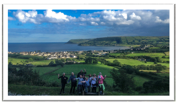 View of Carnlough Bay on the way to Cranny Falls