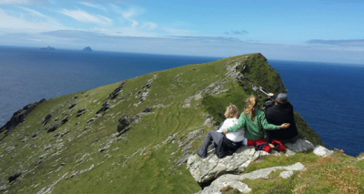 Jolene, Rachel and Kevin searching for Skellig Michael | Multi generational travel tips