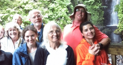 Family photo at Torc waterfall | Multi generational travel tips