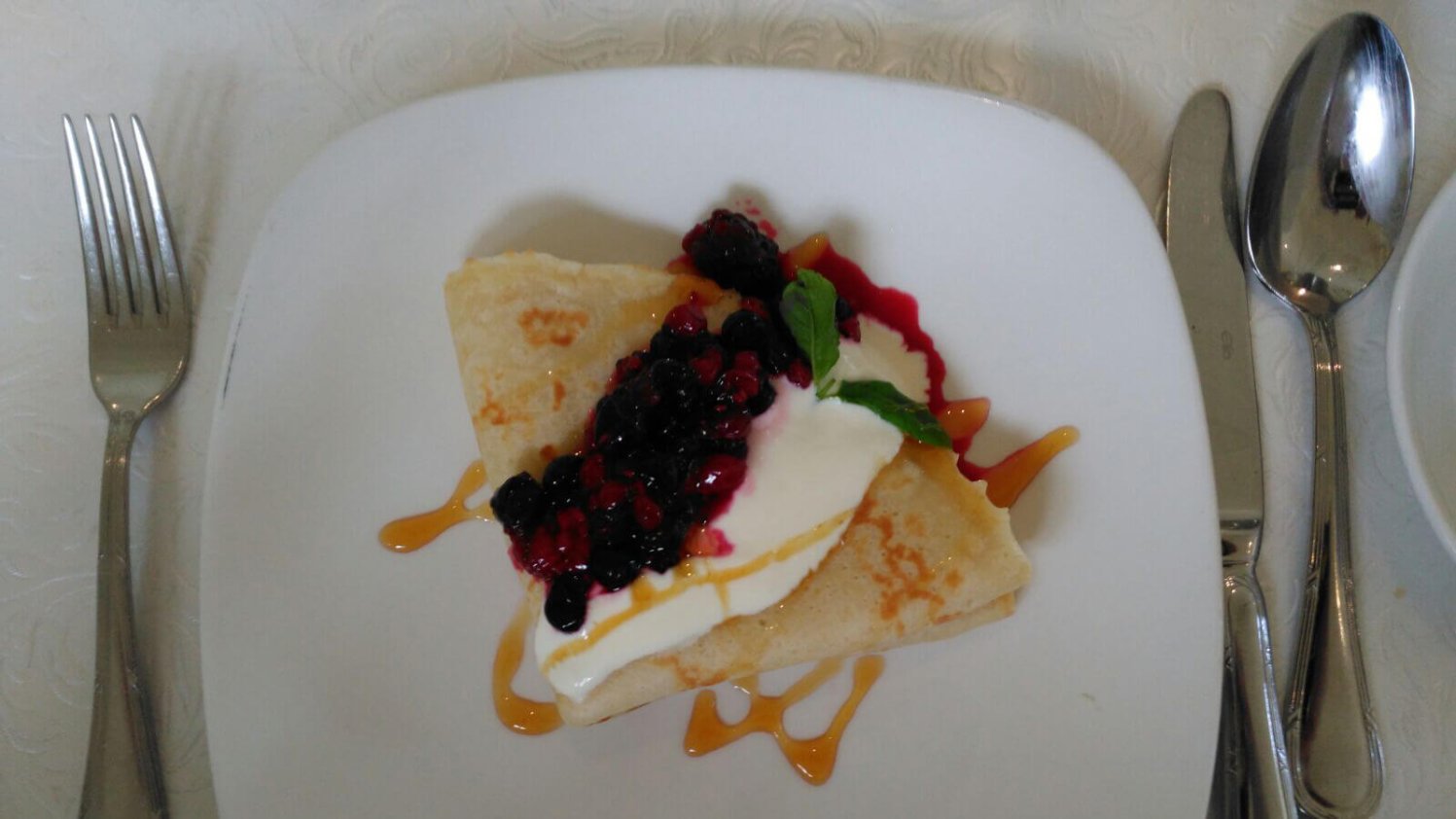 Pancakes served with fresh berries at Beech Hill Country House in Derry