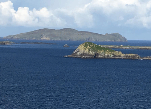 Here is Irelands Sleeping Giant (also known as the Dead Man) in the distance, viewed from our stop along the Dingle Peninsula.