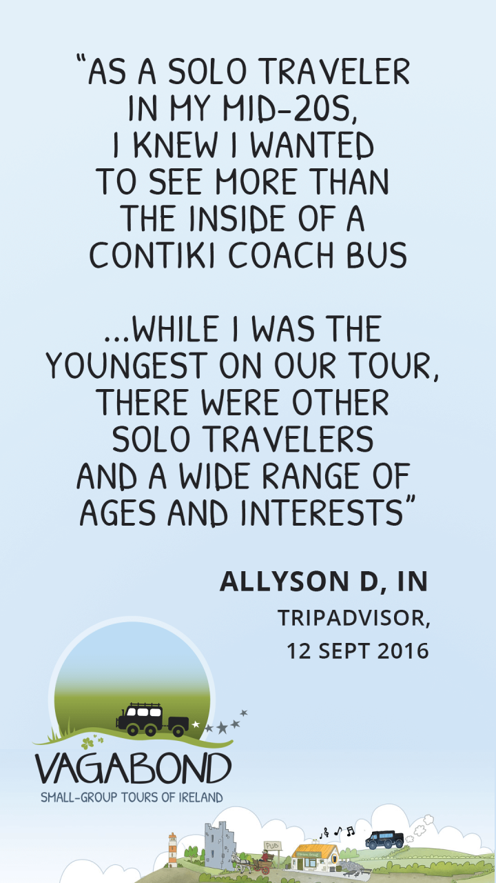 Quote about solo travel in Ireland from a Vagabond guest