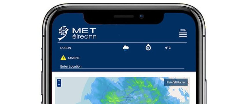 Smartphone screen with weather app